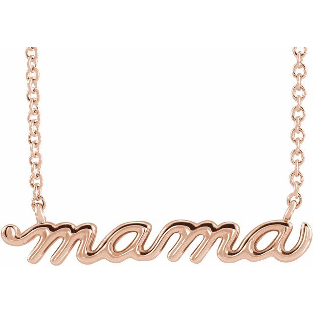 14k Rose Gold Petite Mama Script 18" Necklace