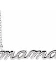 14k White Gold Petite Mama Script 18" Necklace