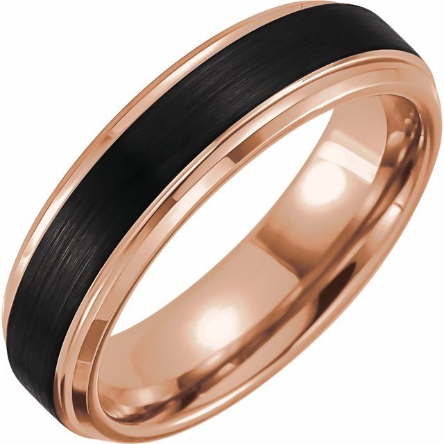 18K Rose Gold PVD &amp; Black PVD Tungsten 6 mm Band