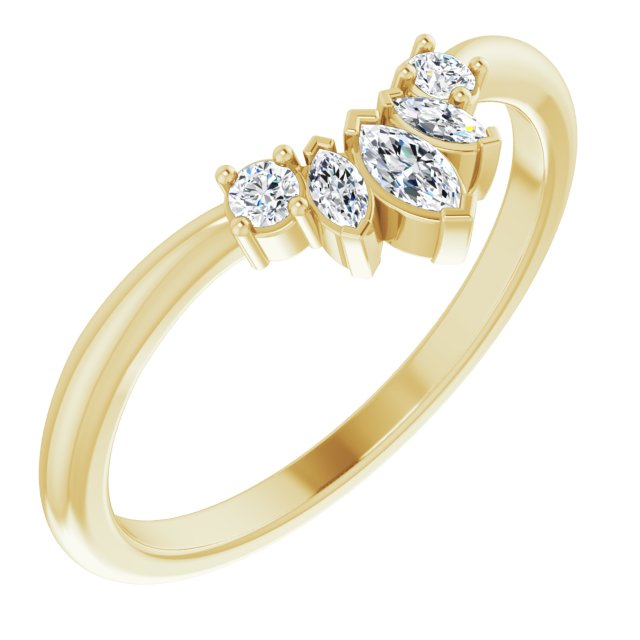 14K Yellow 1/5 CTW Diamond Accented Contour Band