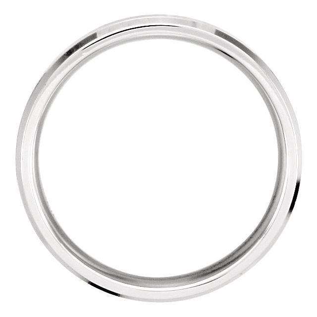 14K White 6 mm Grooved Beveled-Edge Band