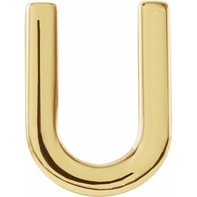 14K Single Initial U Earring