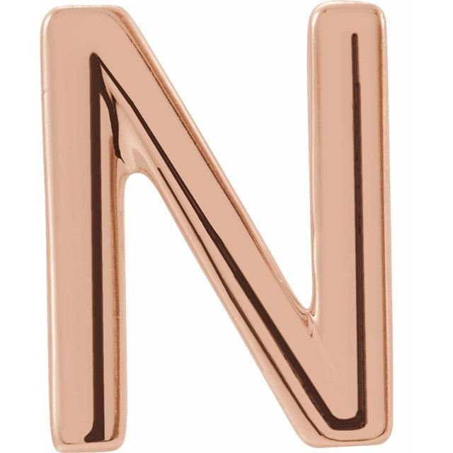 14K Single Initial N Earring