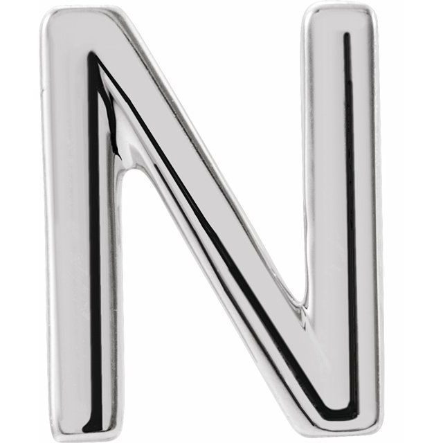 14K Single Initial N Earring