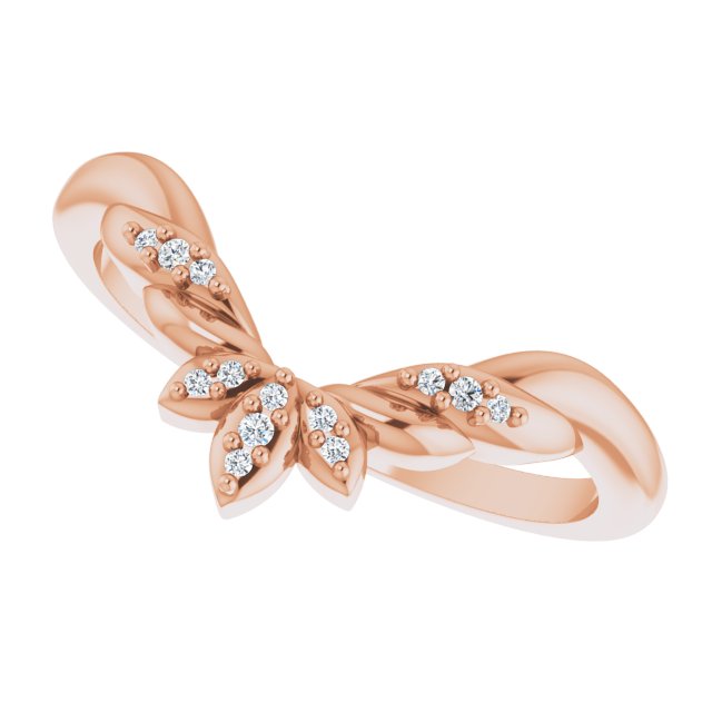 14k Rose Gold Diamond Floral-Inspired Contour Band