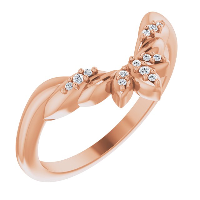 14k Rose Gold Diamond Floral-Inspired Contour Band