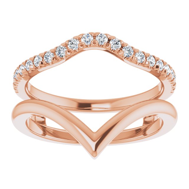 14k Rose Diamond Accented V-Shaped Ring Guard