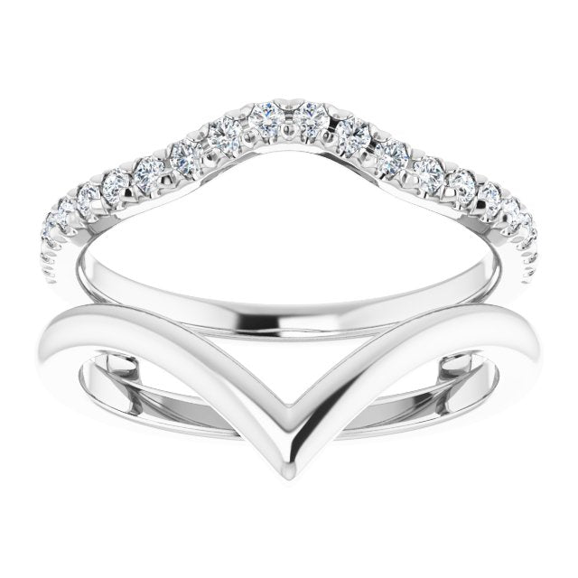 14k White Diamond Accented V-Shaped Ring Guard