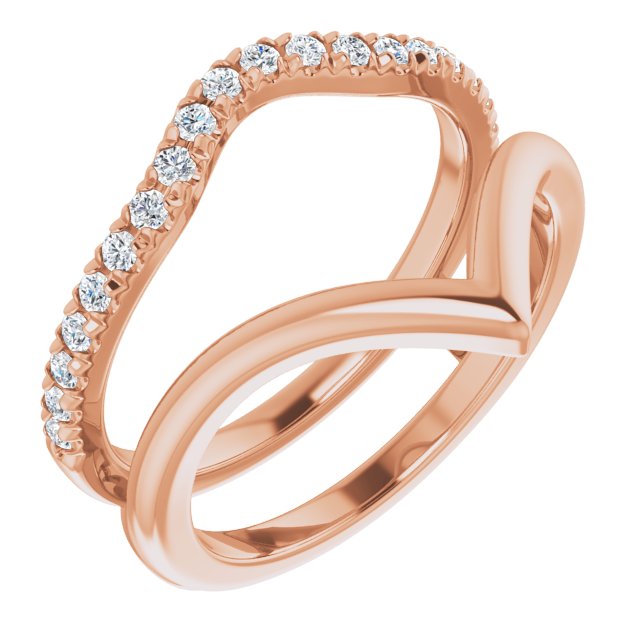 14k Rose Diamond Accented V-Shaped Ring Guard