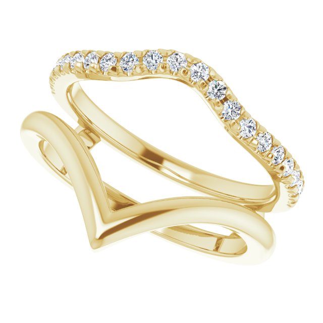 14k Yellow Diamond Accented V-Shaped Ring Guard