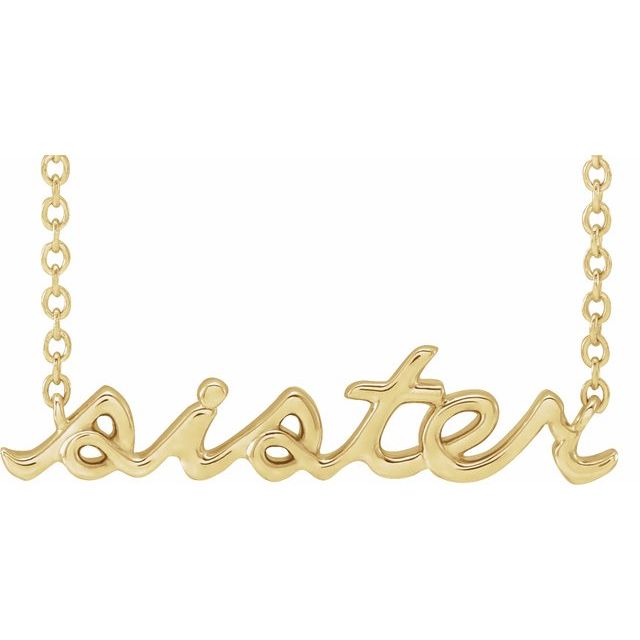Sister 14k Yellow Gold Necklace Gift