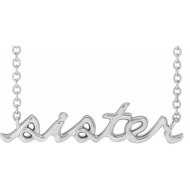 Sister 14k White Gold Necklace Gift