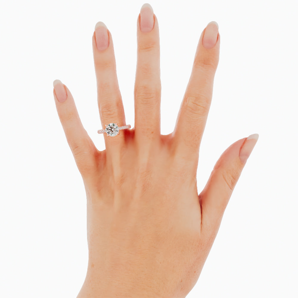 2.5 Carat Round Cut Diamond Engagement Ring 14k Rose Gold