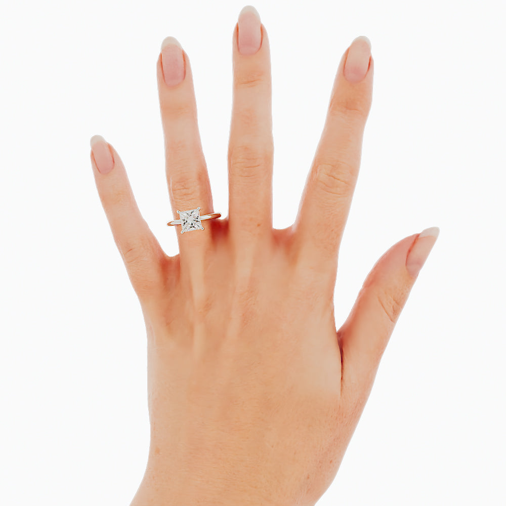 2.3 Carat Princess Cut Moissanite Engagement Ring 14k White Gold