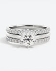 1.5 Carat Round Cut Diamond Engagement Ring Set 14k White Gold