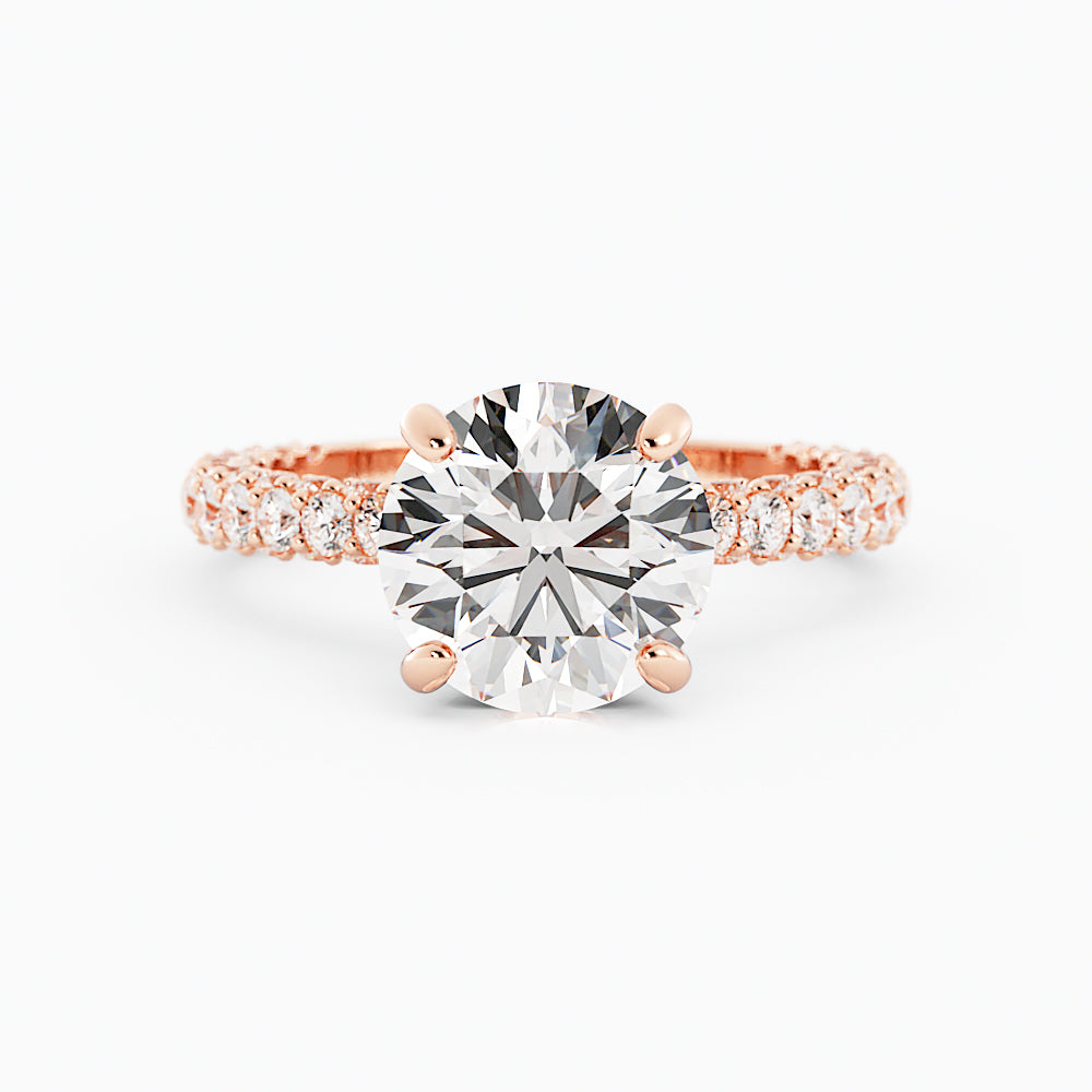 3.2 Carat Round Cut Diamond Engagement Ring 14k Rose Gold