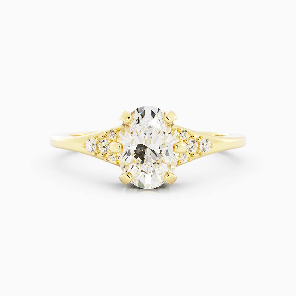 1.1 Carat Oval Cut Diamond Engagement Ring 14k Yellow Gold