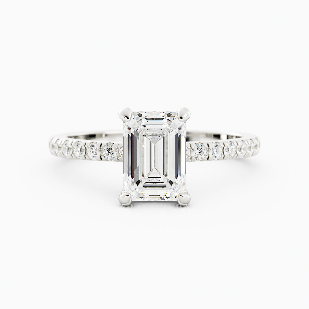 2.2 Carat Emerald Cut Diamond Engagement Ring 14k White Gold
