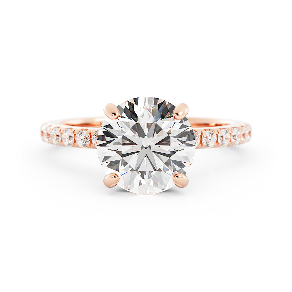 2.6 Carat Round Cut Diamond Engagement Ring 14k Rose Gold