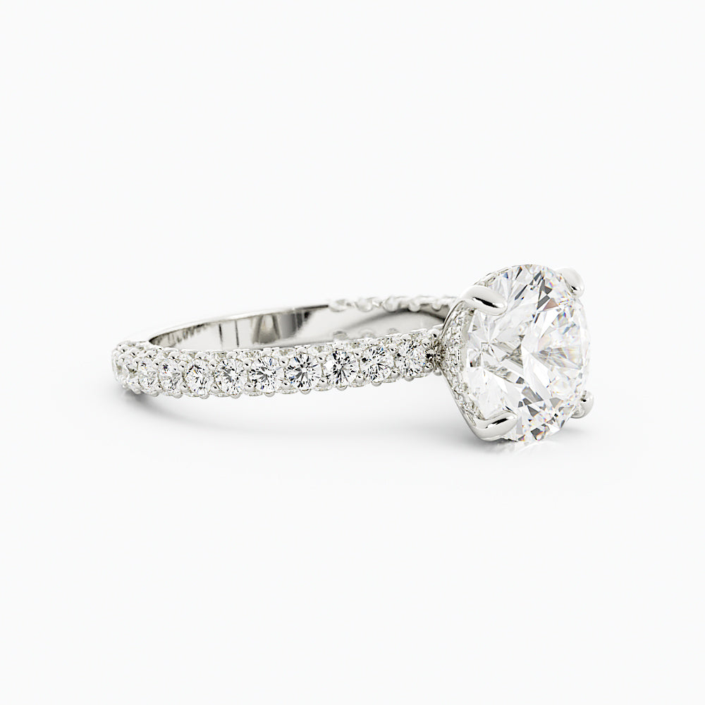 3.2 Carat Round Cut Diamond Engagement Ring 14k White Gold