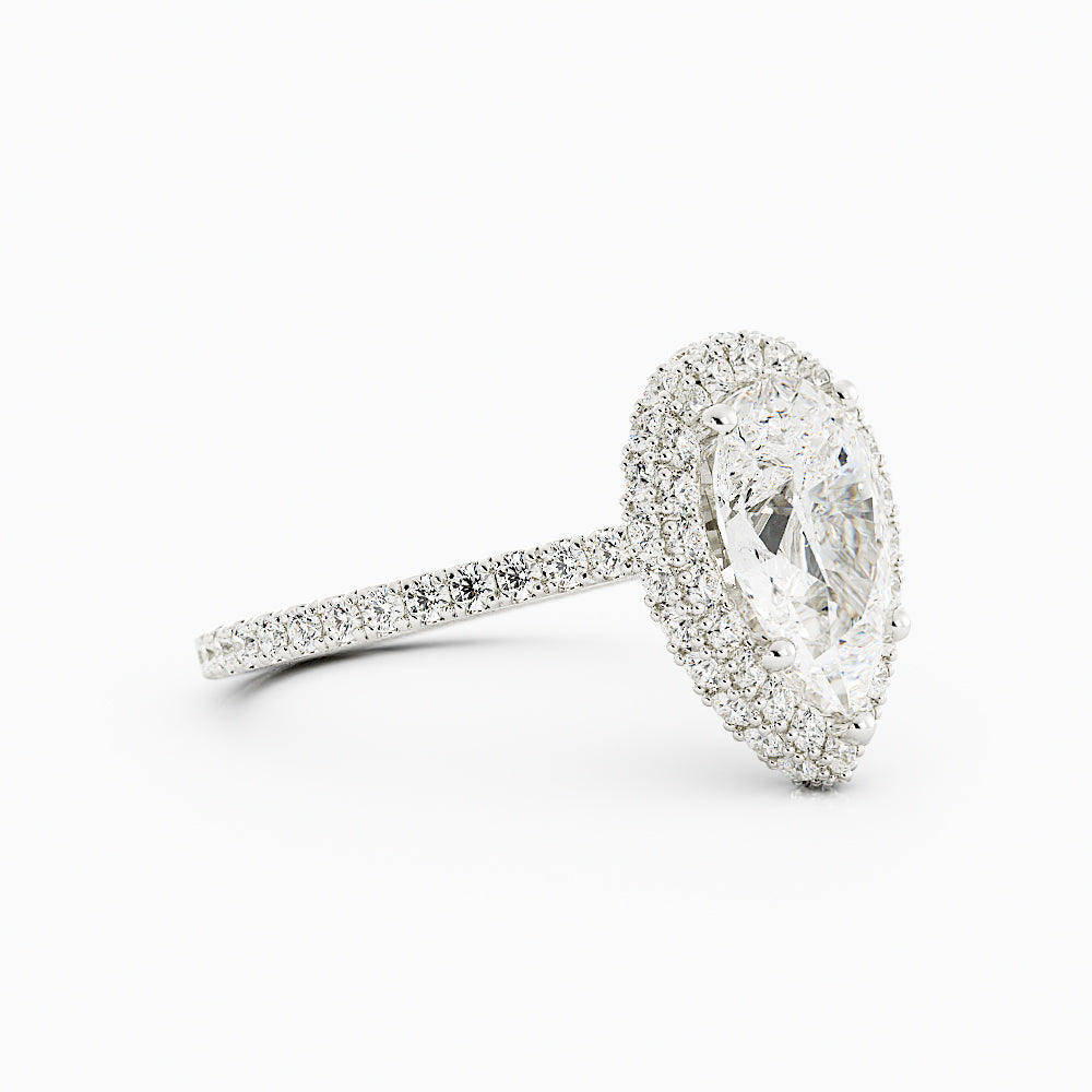 3.4 Carat Pear Cut Diamond Engagement Ring 14k White Gold