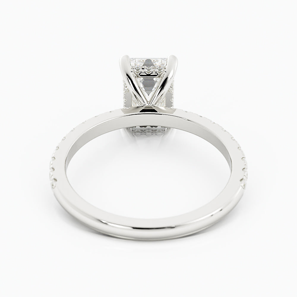 2.2 Carat Emerald Cut Moissanite Engagement Ring 14k White Gold