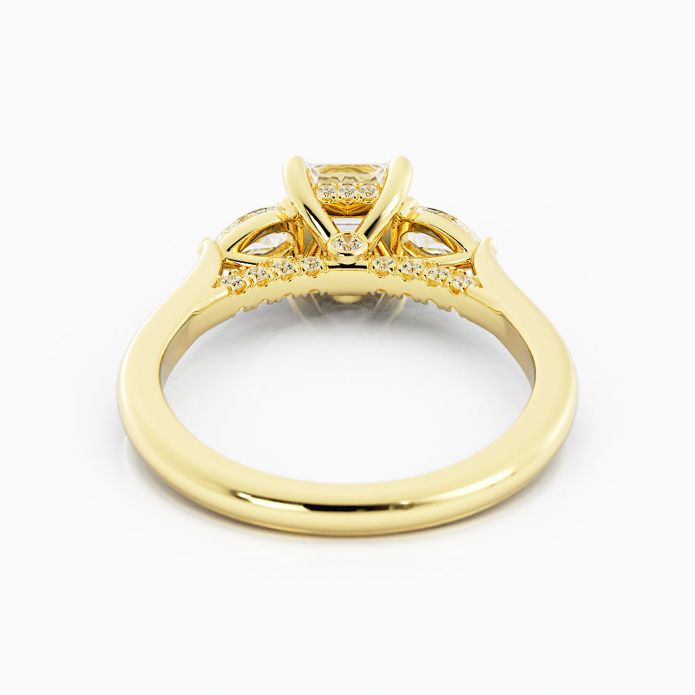 1.7 Asscher Cut Diamond Engagement Ring 14k Yellow Gold