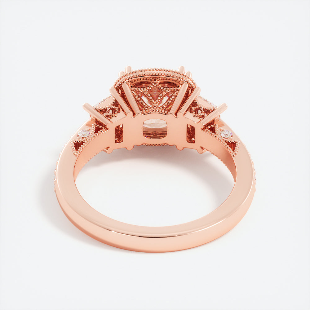 3.4 Carat Cushion Cut Diamond w/ Halo Engagement Ring 14k Rose Gold
