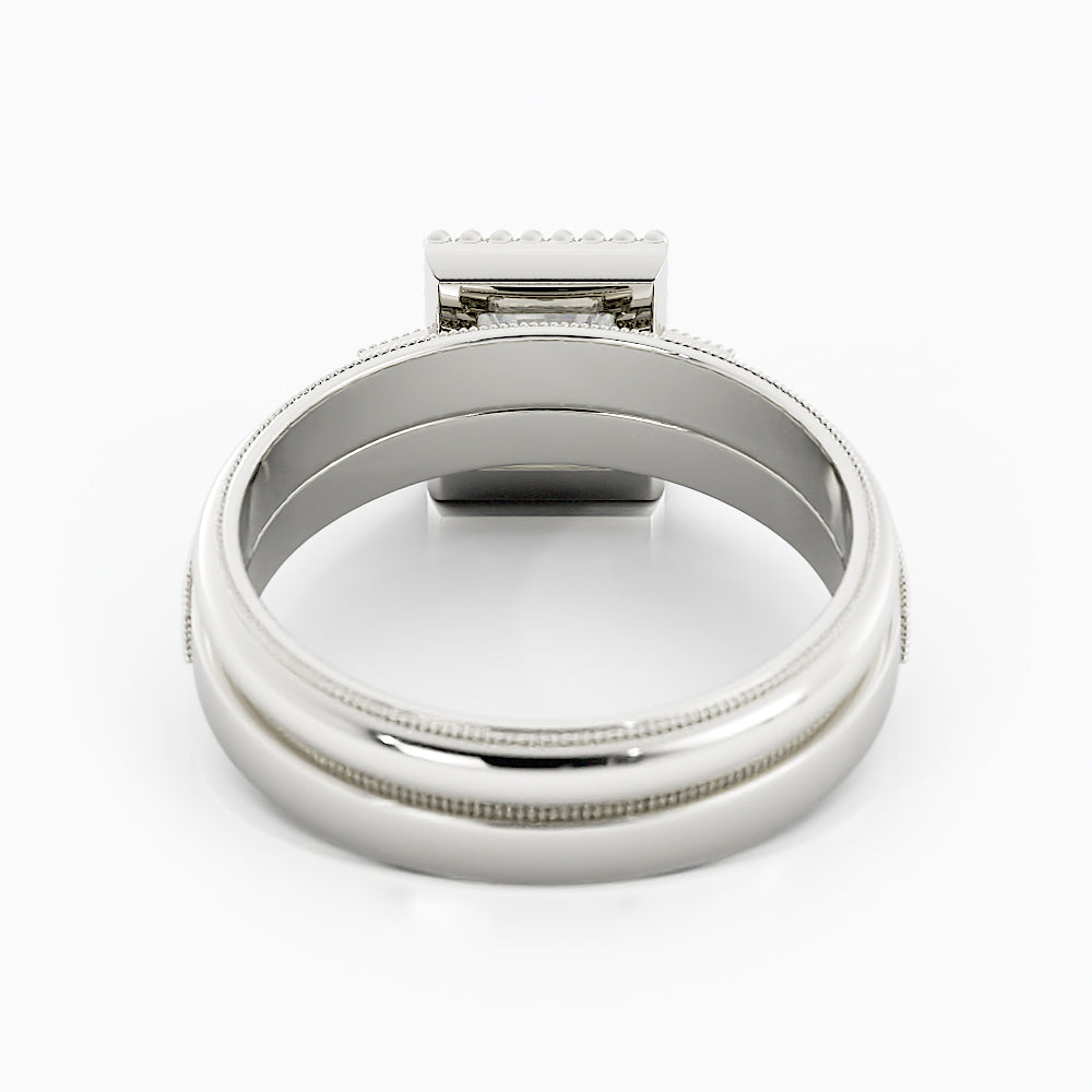 2.5 Carat Radiant Cut Diamond Engagement Ring Set 14k White Gold Set