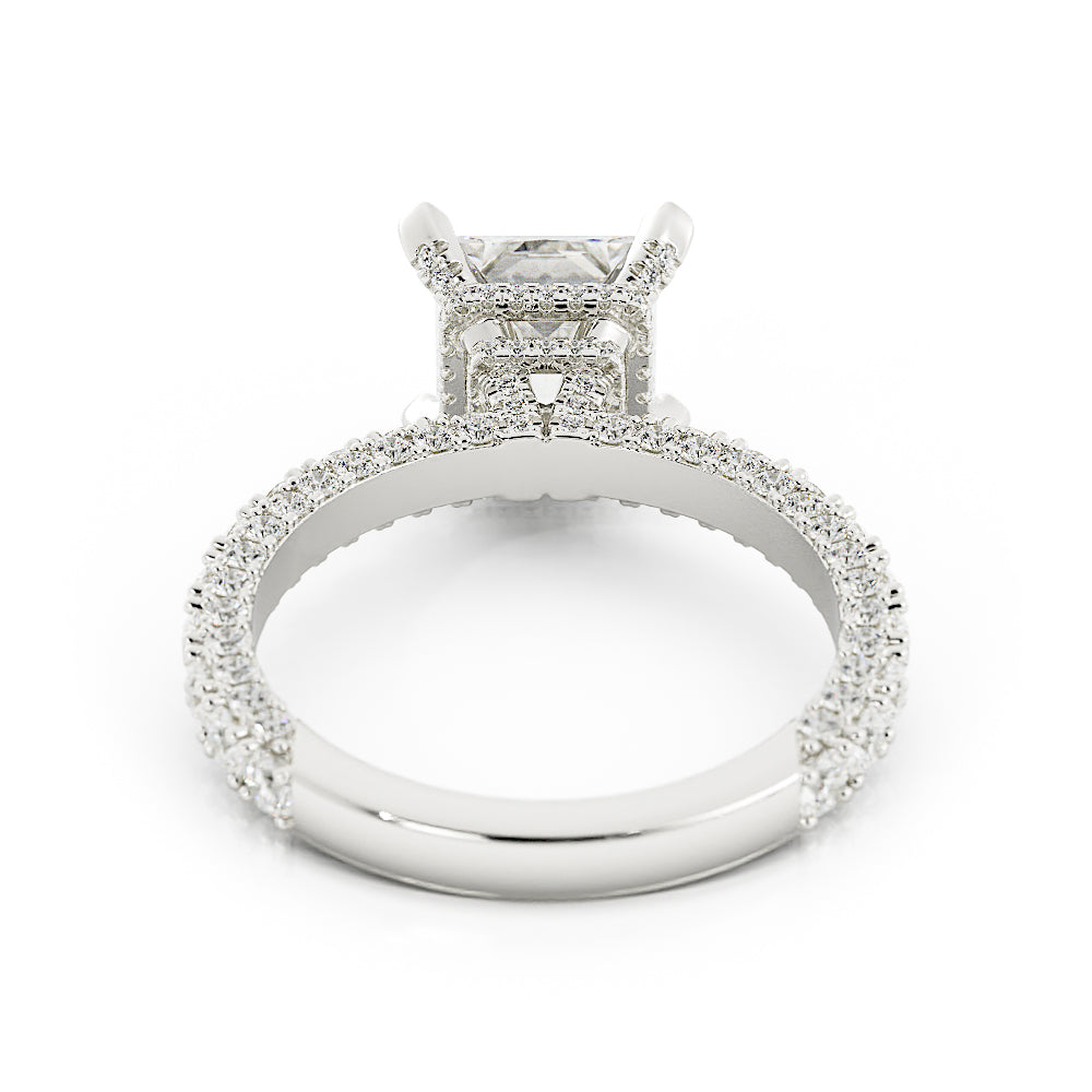 3.4 Carat Princess Cut Moissanite Engagement Ring 14k White Gold