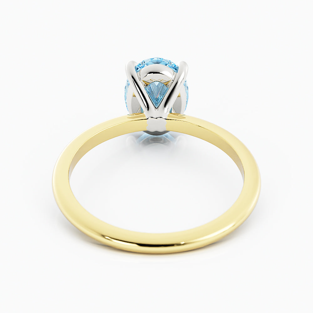 1.5 Carat Oval Cut Aquamarine Engagement Ring 14k Yellow Gold