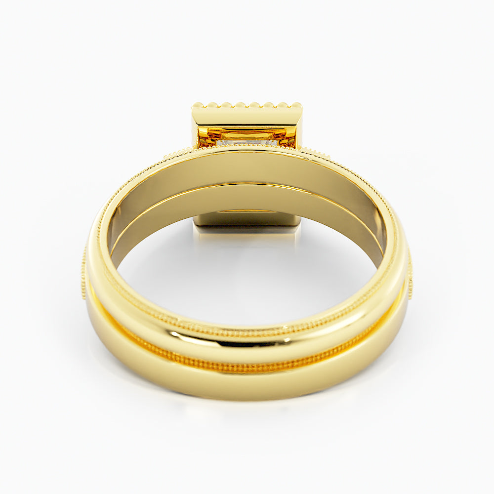 2.5 Carat Radiant Cut Moissanite Engagement Ring Set 14k Yellow Gold Set