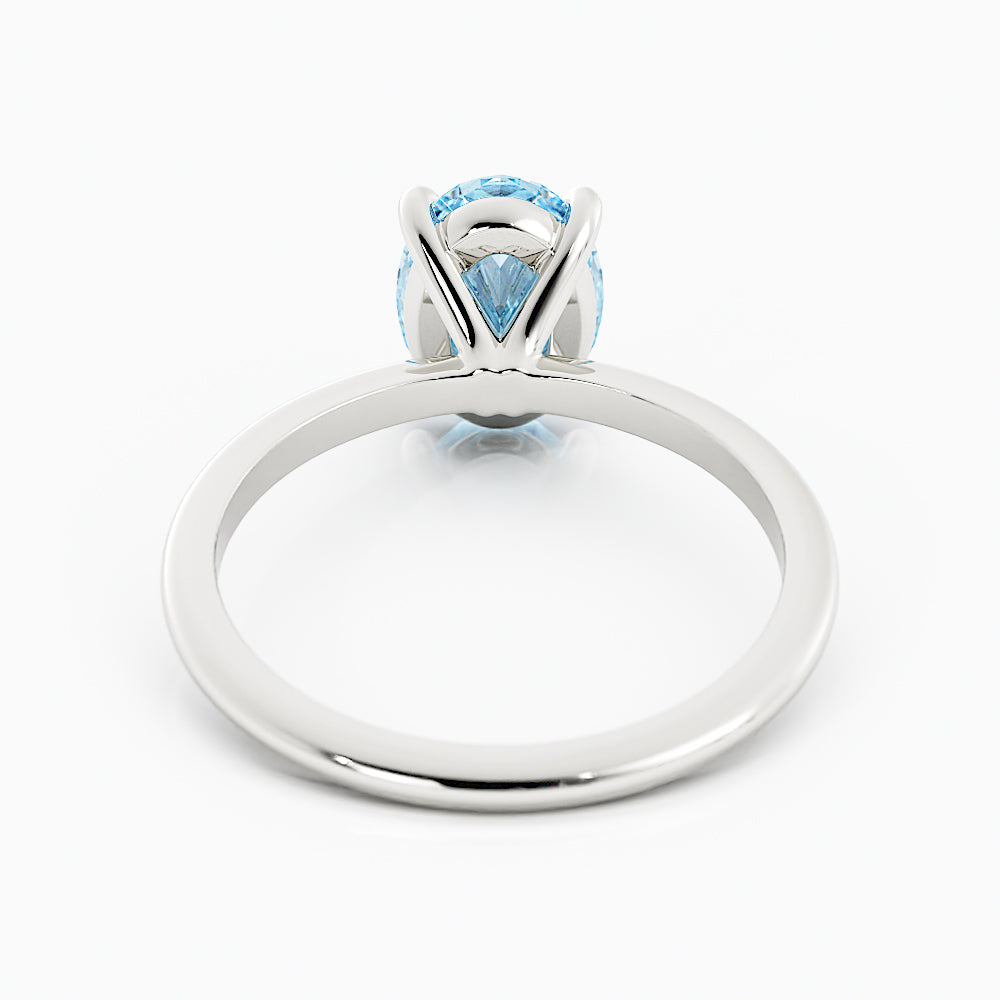 1.5 Carat Oval Cut Aquamarine Engagement Ring14k White Gold