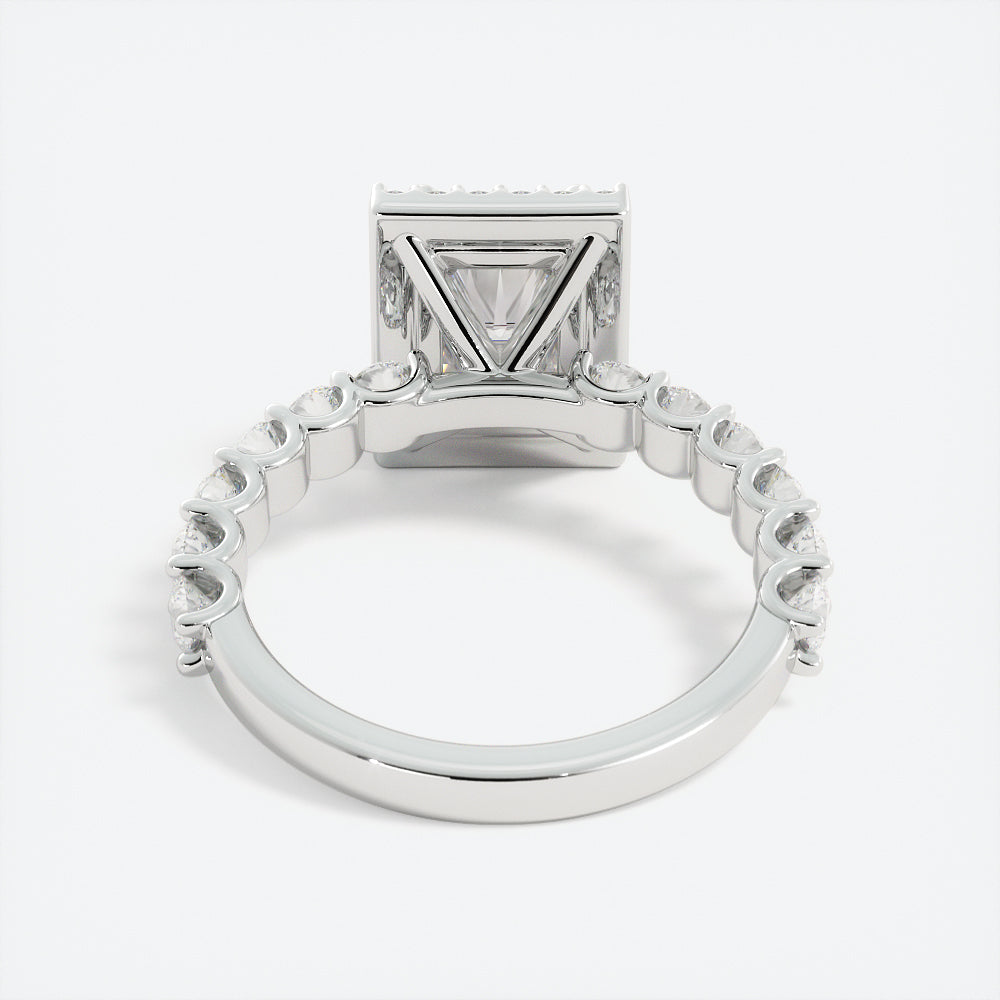 2.7 Carat Radiant Cut Moissanite w/ Halo Engagement Ring 14k White Gold