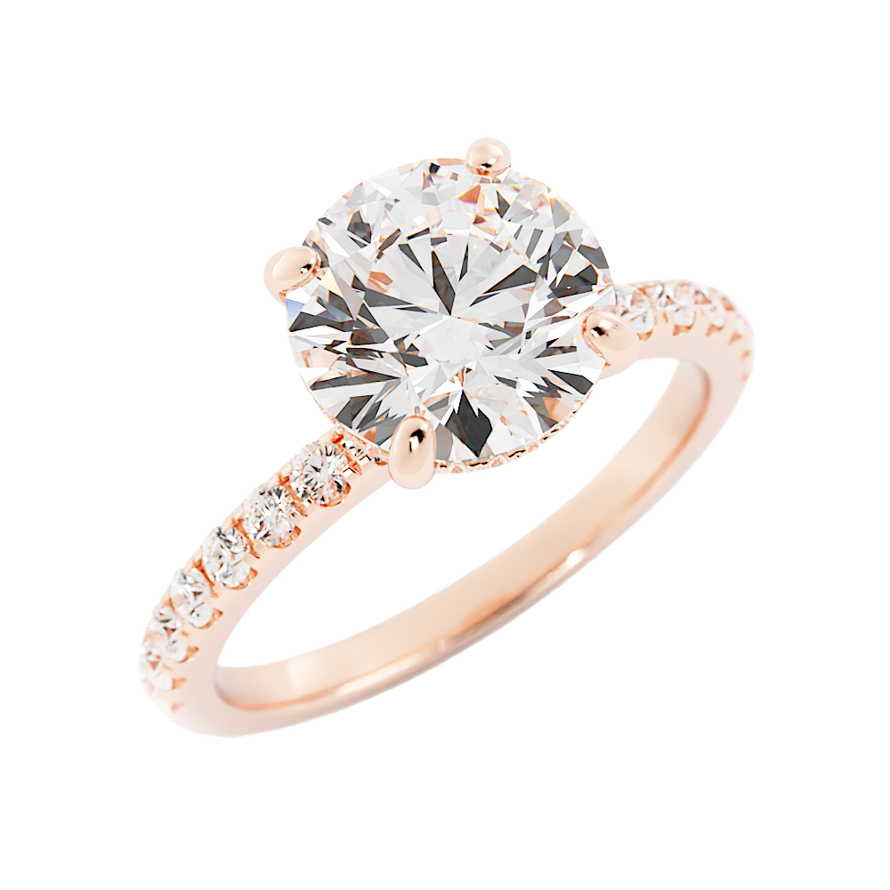 2.6 Carat Round Cut Diamond Engagement Ring 14k Rose Gold