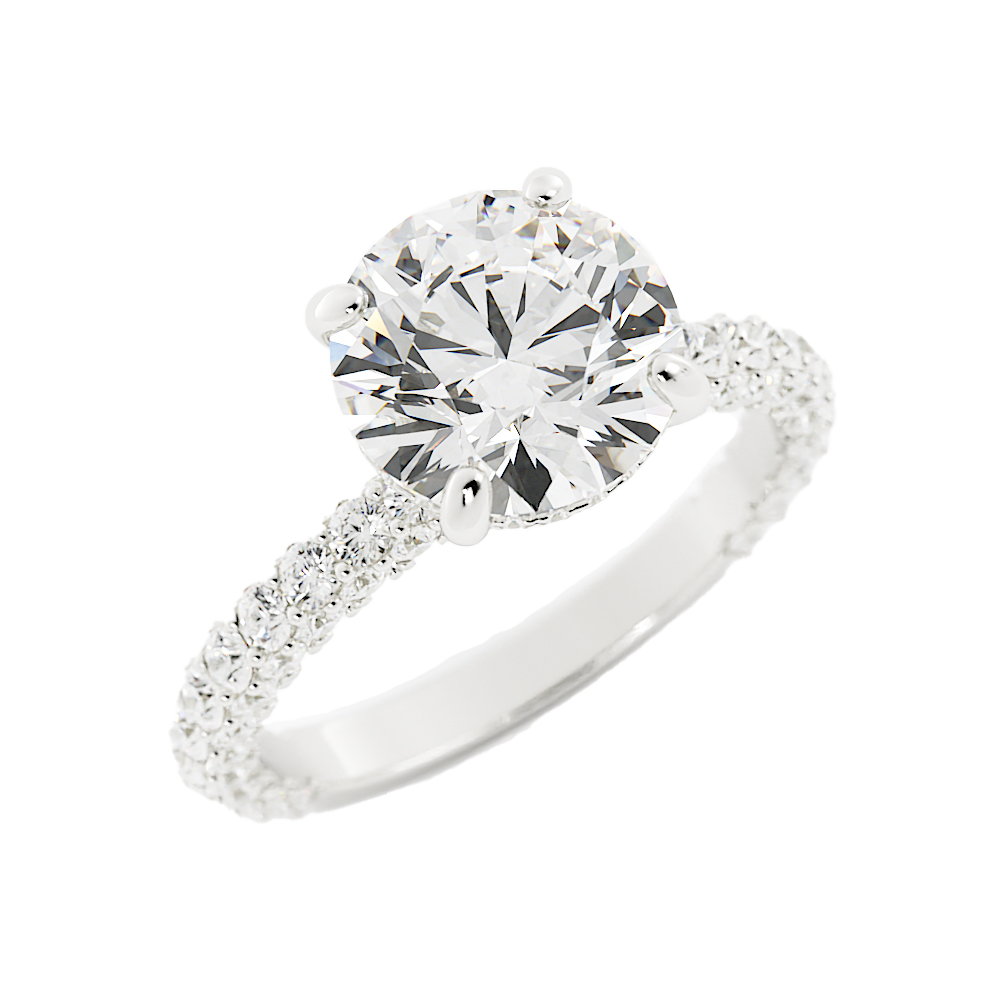 3.2 Carat Round Cut Diamond Engagement Ring 14k White Gold