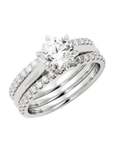 1.5 Carat Round Cut Moissanite Engagement Ring Set 14k White Gold