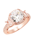 3.4 Carat Cushion Cut Moissanite w/ Halo Engagement Ring 14k Rose Gold