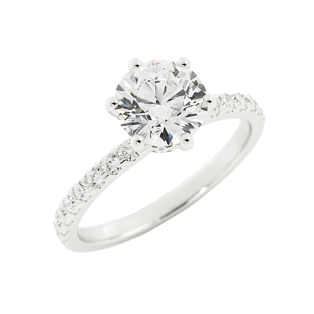 1.3 Carat Round Cut Diamond Engagement Ring 14k White Gold