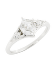 1.8 Salt and Pepper Hexagon Cut Diamond Engagement Ring 14k White Gold