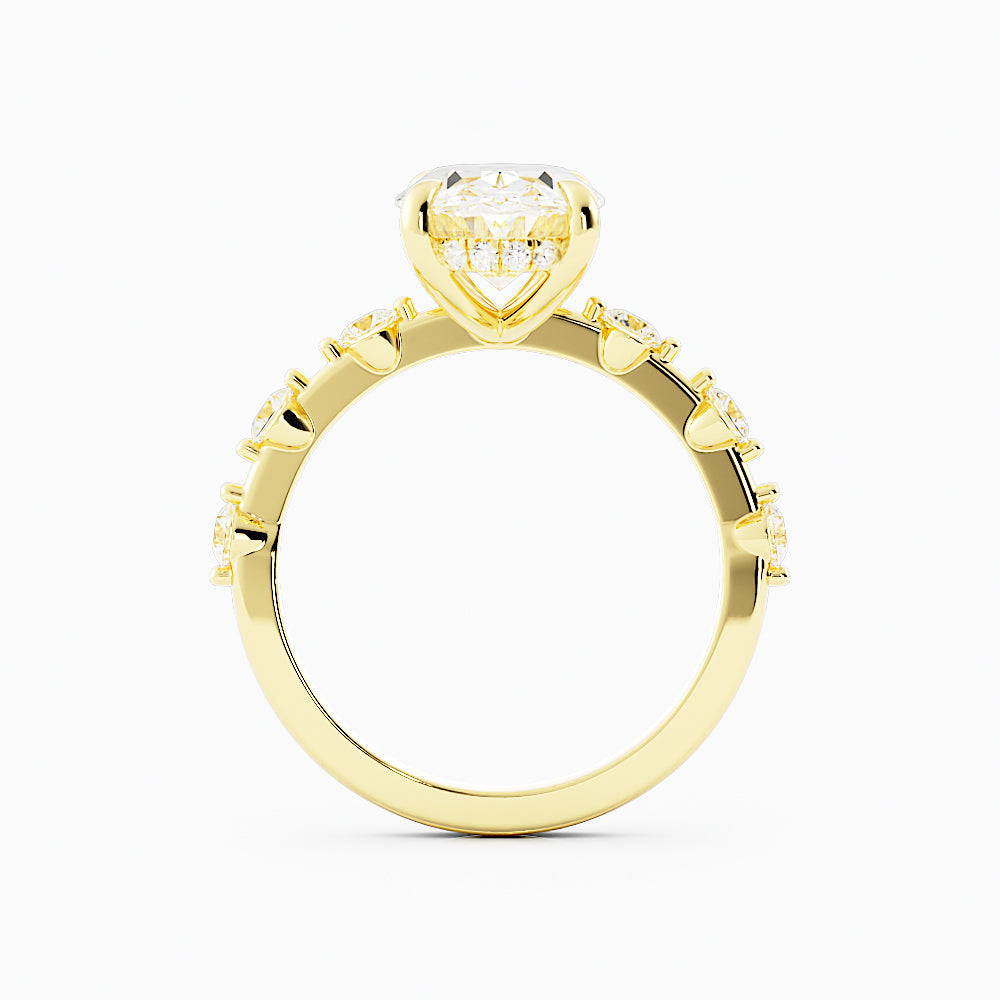 2.6 Carat Oval Cut Diamond Engagement Ring 14k Yellow Gold