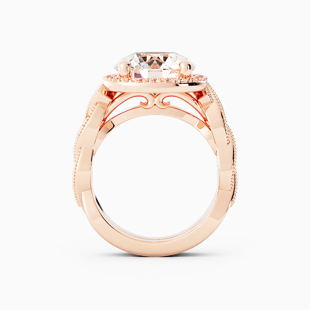 3.3 Carat Round Cut Diamond Engagement Ring 14k Rose Gold