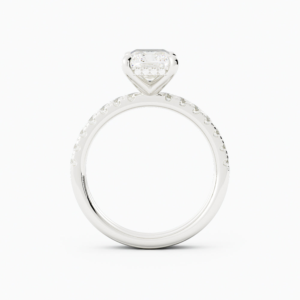 3.3 Carat Radiant Cut Moissanite Engagement Ring 14k White Gold Set