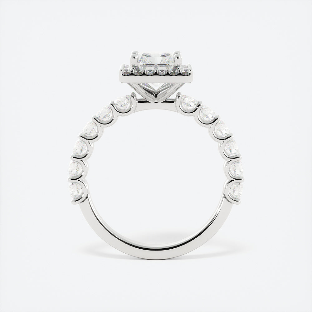2.7 Carat Radiant Cut Moissanite w/ Halo Engagement Ring 14k White Gold