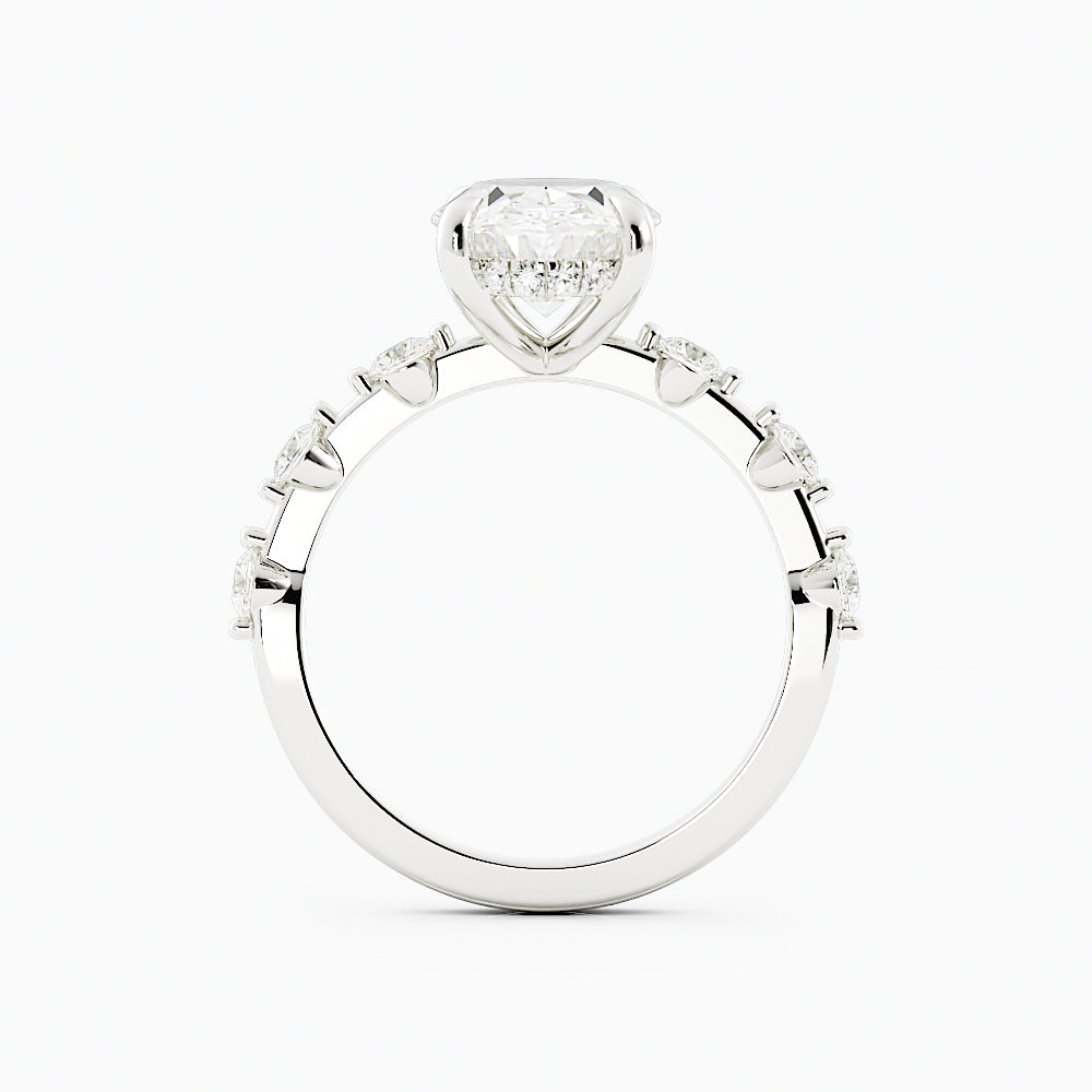 2.6 Carat Oval Cut Diamond Engagement Ring 14k White Gold