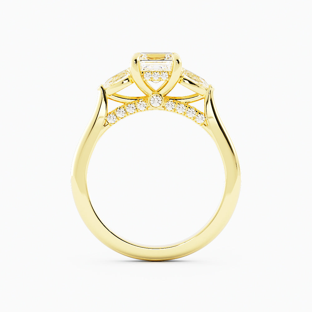 1.7 Asscher Cut Diamond Engagement Ring 14k Yellow Gold