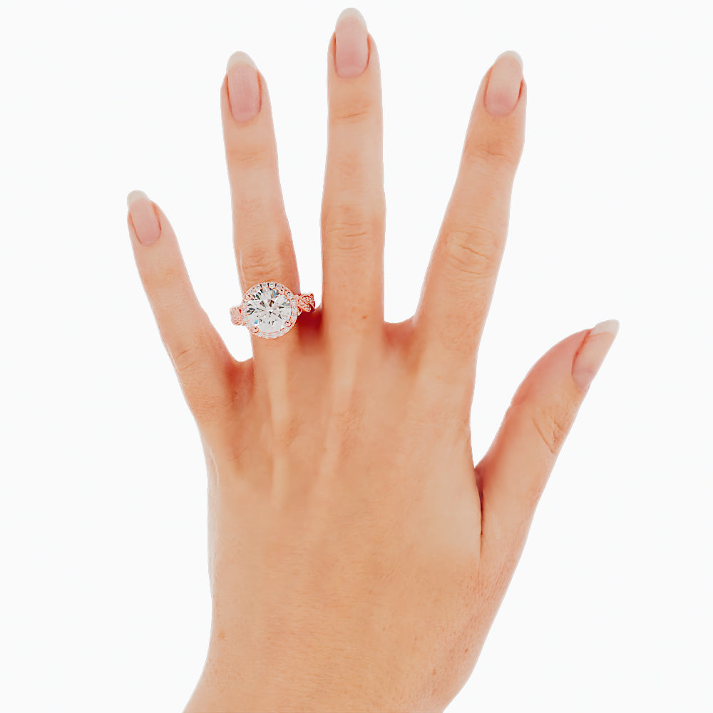 3.3 Carat Round Cut Diamond Engagement Ring 14k Rose Gold