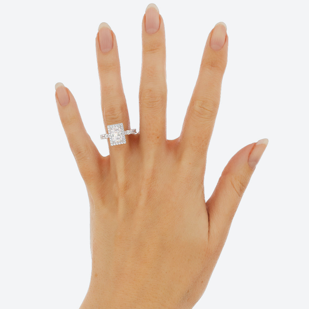 2.7 Carat Radiant Diamond Cut w/ Halo Engagement Ring 14k White Gold