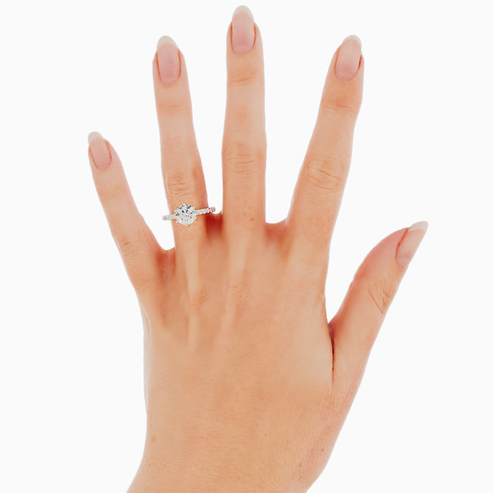 1.5 Carat Round Cut Diamond Engagement Ring 14k White Gold