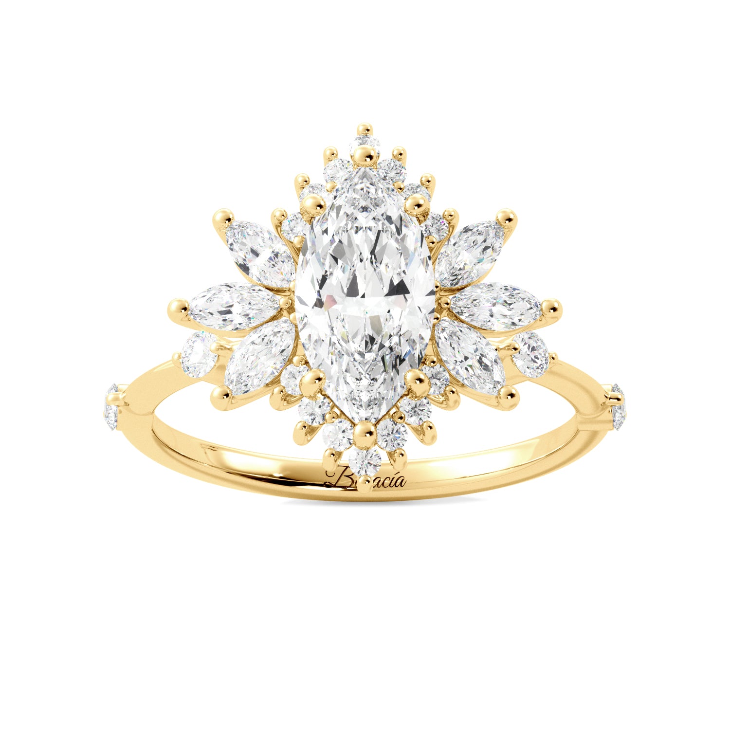 Sunburst Marquise Custom Engagement Ring